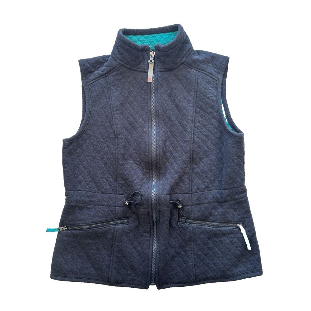 Talbots Quilted Vest Womens Small Petite Blue‎ Teal Layering Casual Outdoor Zip